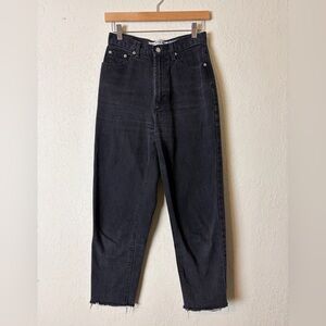 Gap Vintage Black High Waist Straight Leg Raw Hem 90s Minimalist Classic Jean